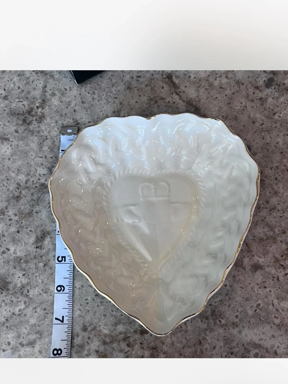 Vintage Belleek Claddagh Heart-Shaped Dish with Gold Edge